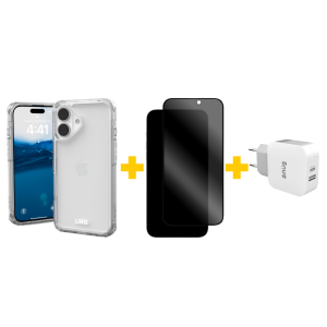 Apple iPhone 16 Bundle – Phone Case / Wall Charger / Screenguard