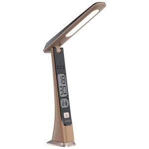 Snug LED Desk Lamp With Clock - Wood