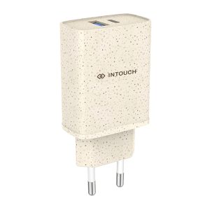 INTOUCH 2 Port PD/USB Eco Wall Charger 20W - Wheat Straw
