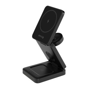 Snug 3-In-1 Magnetic Wireless Travel Charger 15W - Black